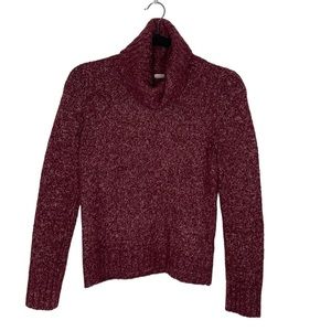 T24 L.L. Bean burgundy Wine colored wool blend Cowl Neck Sweater sz XS
